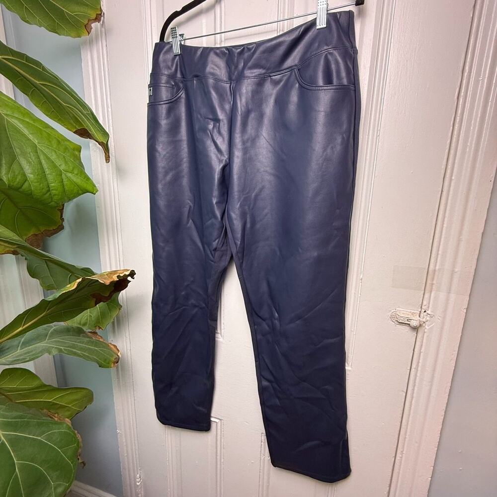Belle by Kim Gravel Faux Leather Pants Night Sky‎ Blue Womens 18 NWOT